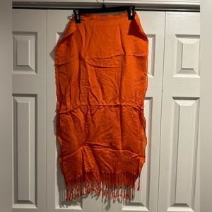 Orange Fringe Scarf